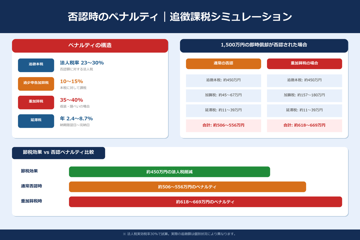 否認された場合のペナルティと追徴課税シミュレーション