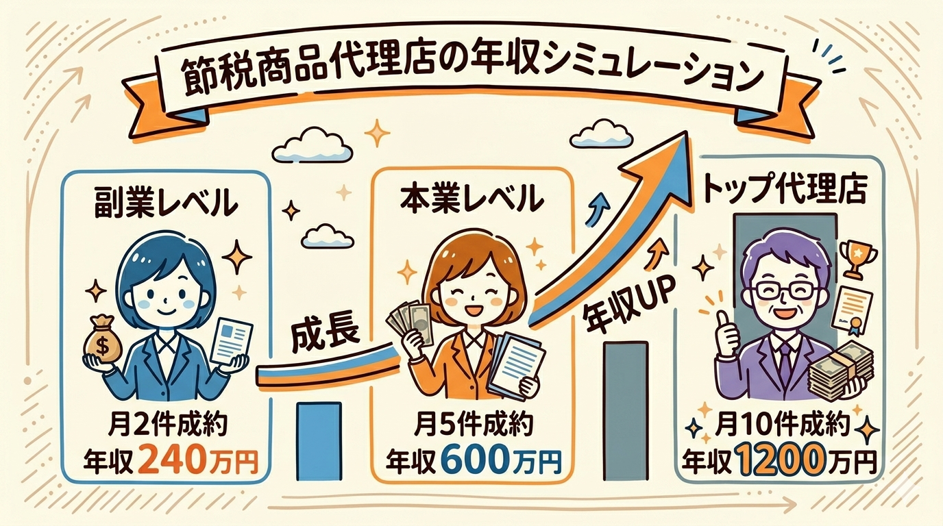 節税商品代理店の年収シミュレーション - 副業・専業・法人化