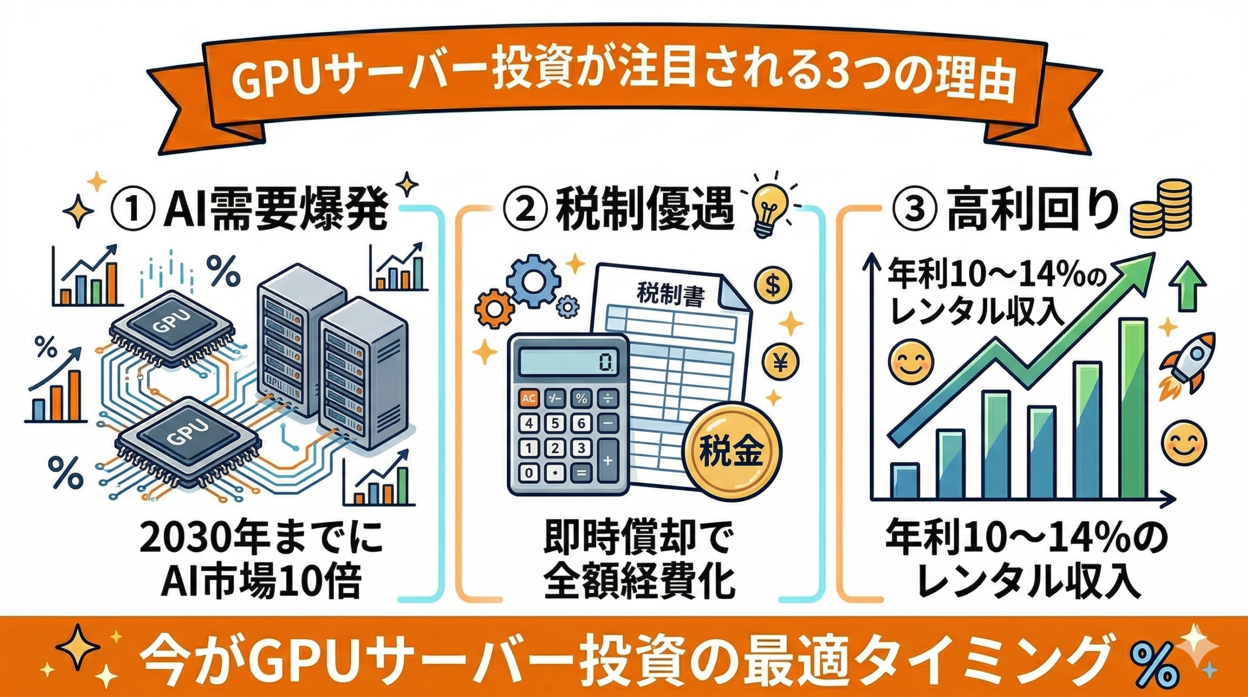 GPUサーバー投資が注目される3つの理由|AI需要爆発・税制優遇・高利回り
