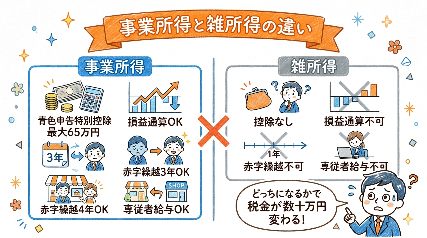 事業所得と雑所得の定義と違いを図解