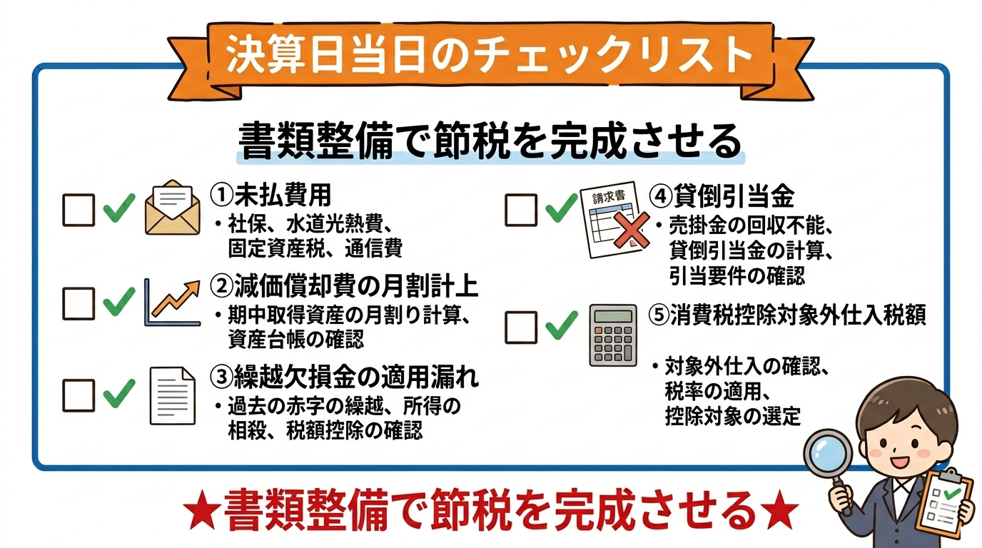 決算日当日にやるべき書類整備と計上漏れチェックリスト
