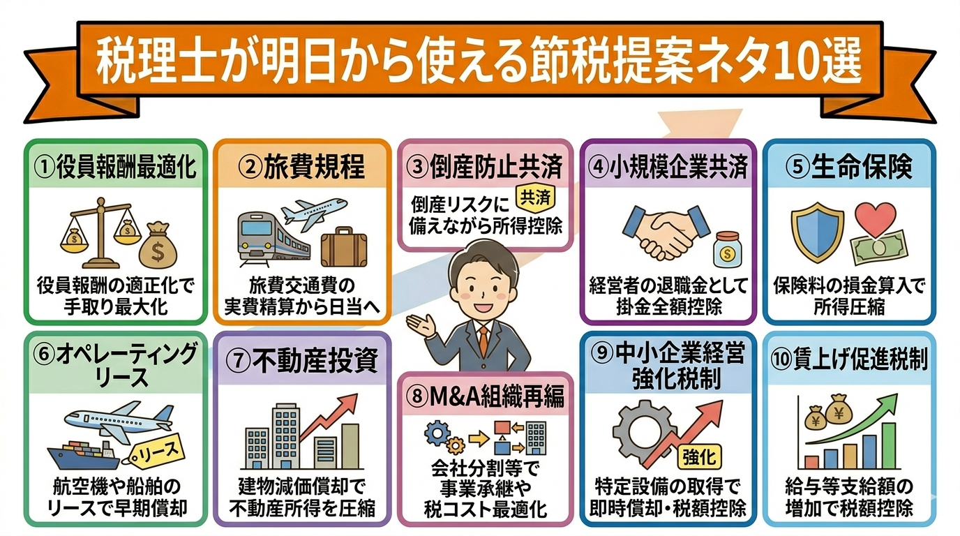 税理士が明日から使える節税提案ネタ10選一覧
