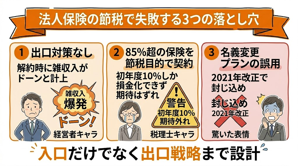法人保険の節税で失敗する3つの落とし穴