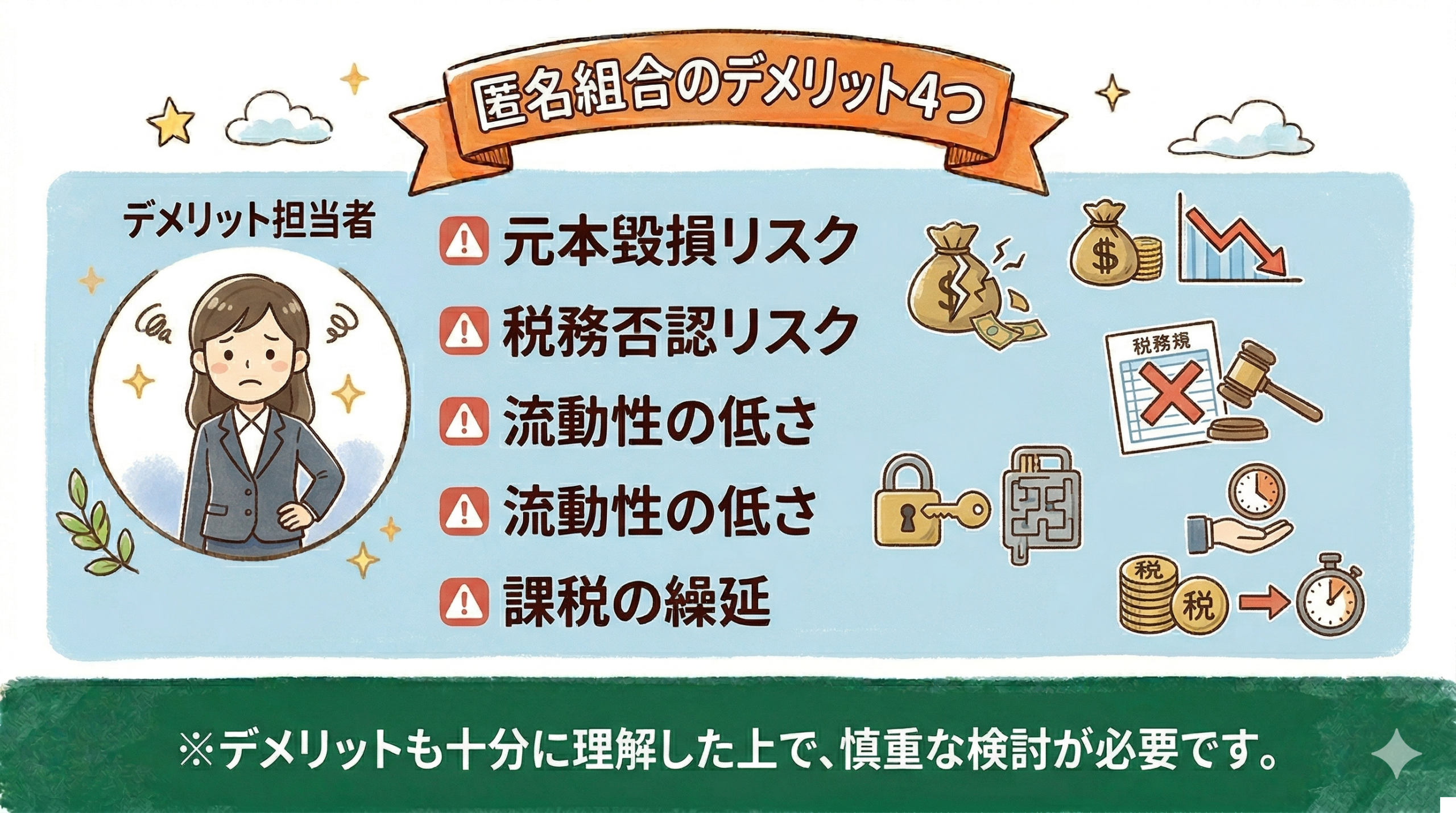 匿名組合による節税の4つのデメリットとリスク
