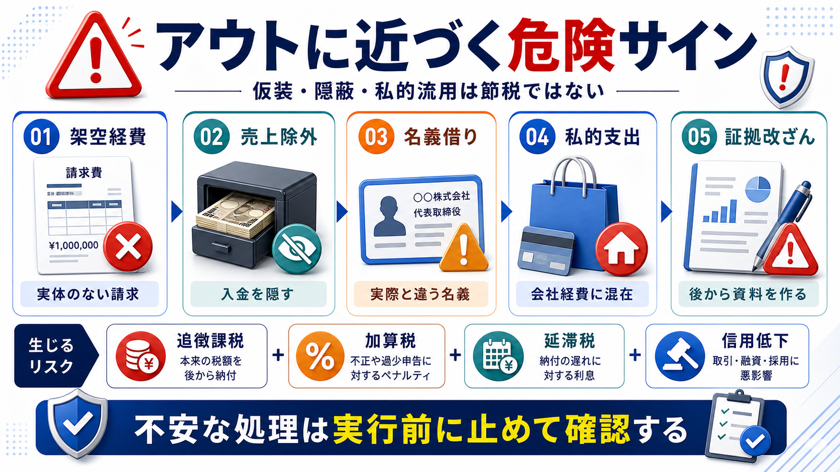 合法な節税・グレー・アウトの違いの要点を整理した図