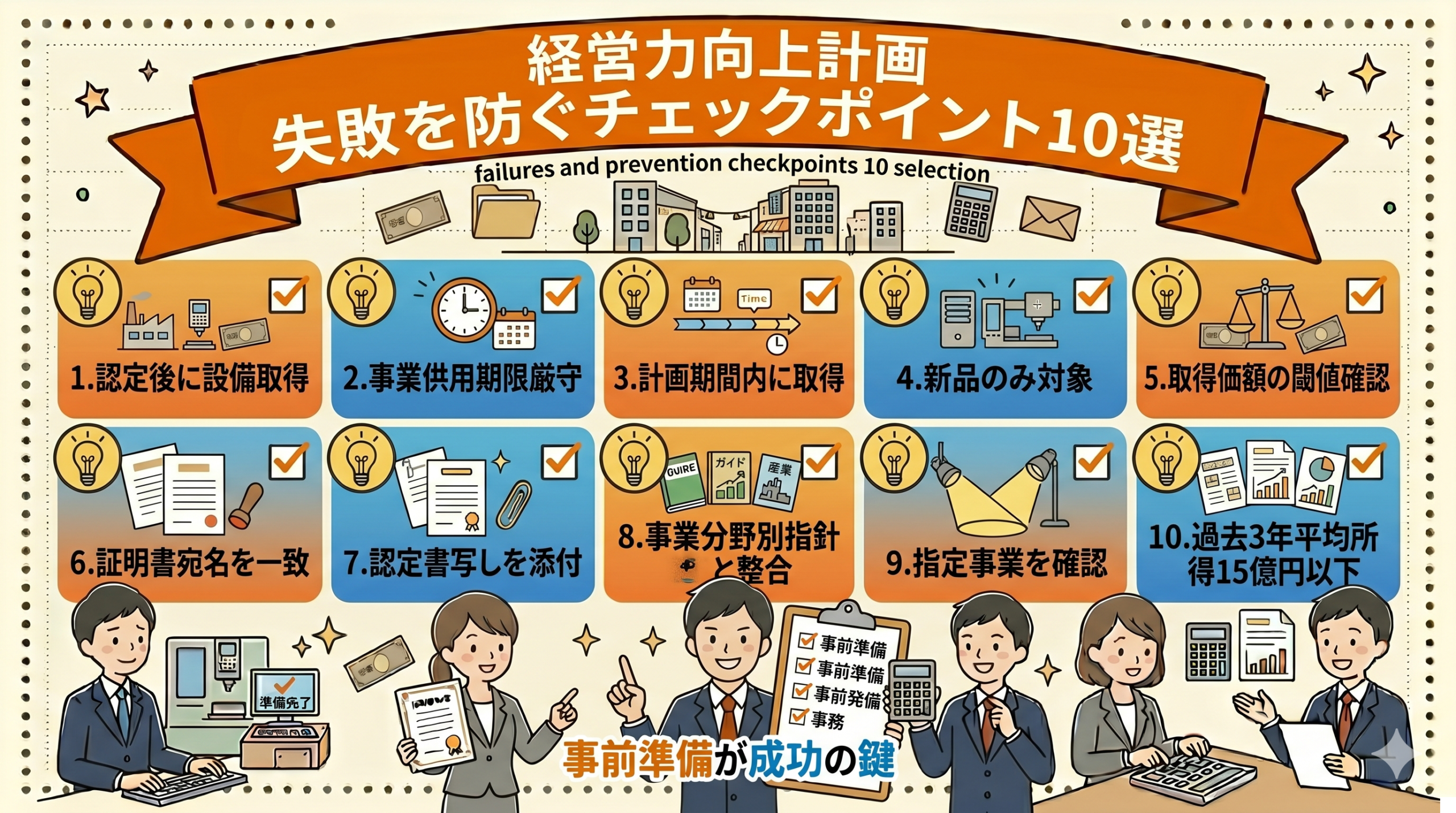 経営力向上計画 失敗を防ぐチェックポイント10選|事前準備で認定却下・税務調査リスクを回避