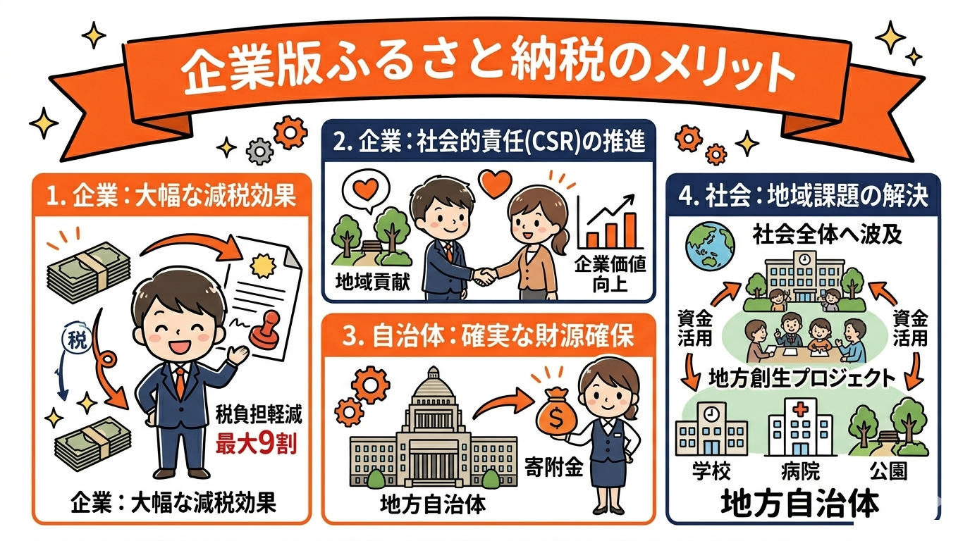 企業版ふるさと納税のメリット｜節税以外の経営的価値の要点を整理した図