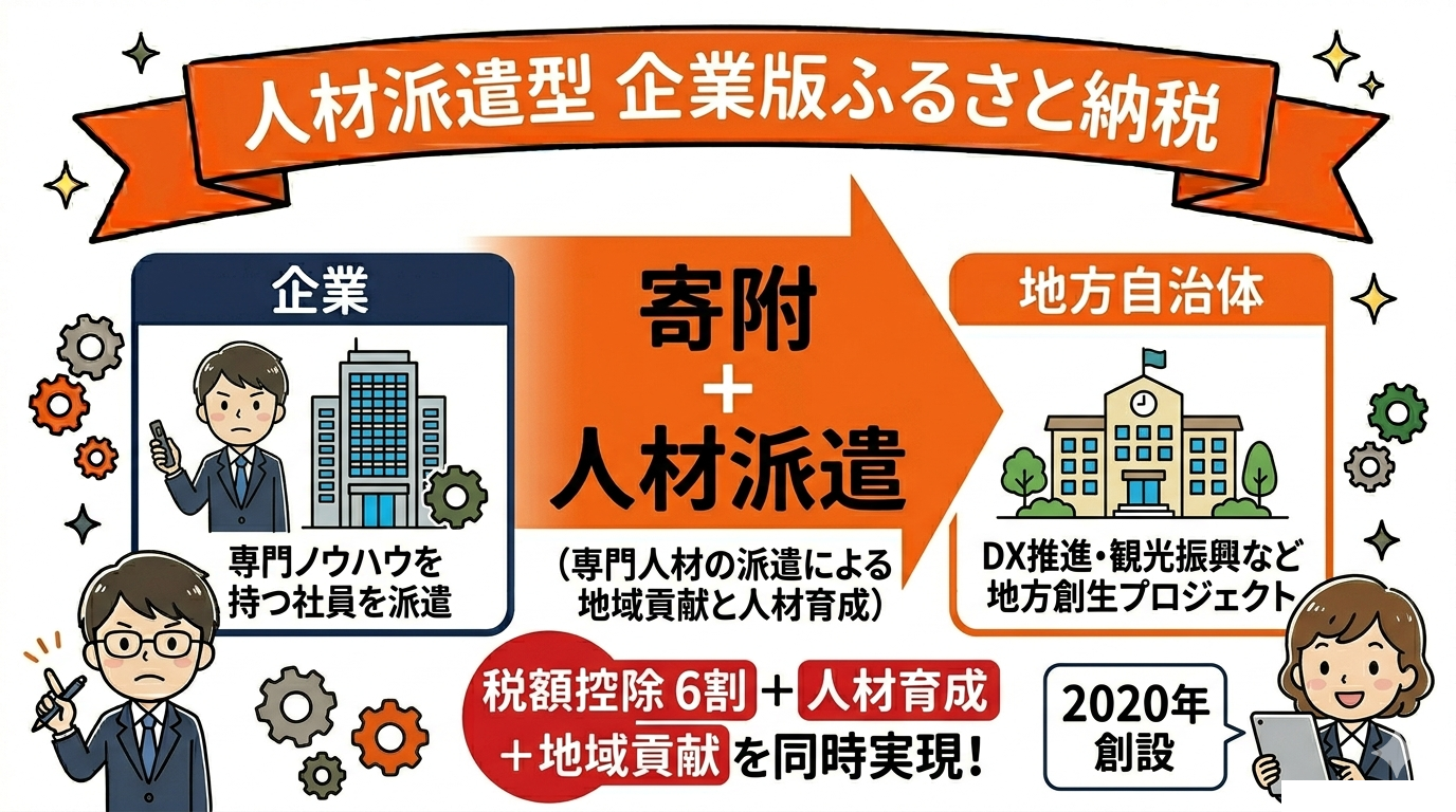 人材派遣型企業版ふるさと納税｜進化した活用法と事例の要点を整理した図