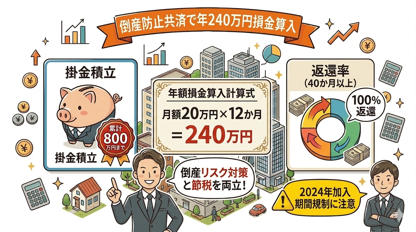 倒産防止共済の節税効果｜不動産業で年240万円を必要経費に算入
