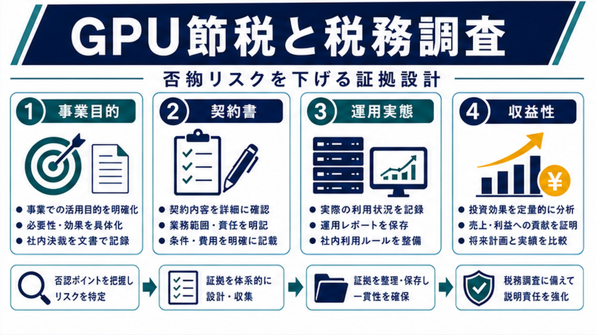 GPUサーバー節税と税務調査の基本｜なぜ否認リスクが生じるのかの内容を整理したImage 2.0図解