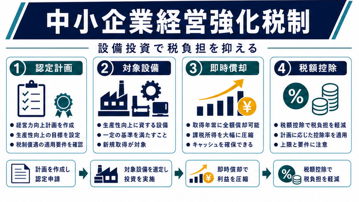 1. 中小企業経営強化税制とは｜基本の整理の内容を整理したImage 2.0図解