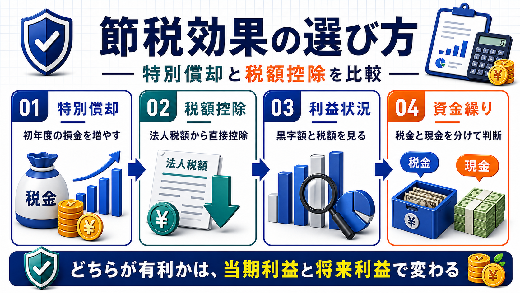 中小企業投資促進税制の特別償却と税額控除の違いを整理した図解