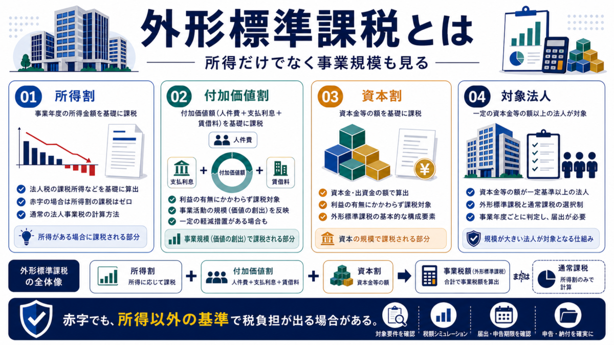 外形標準課税の「外形標準課税とは何か」を整理した図解