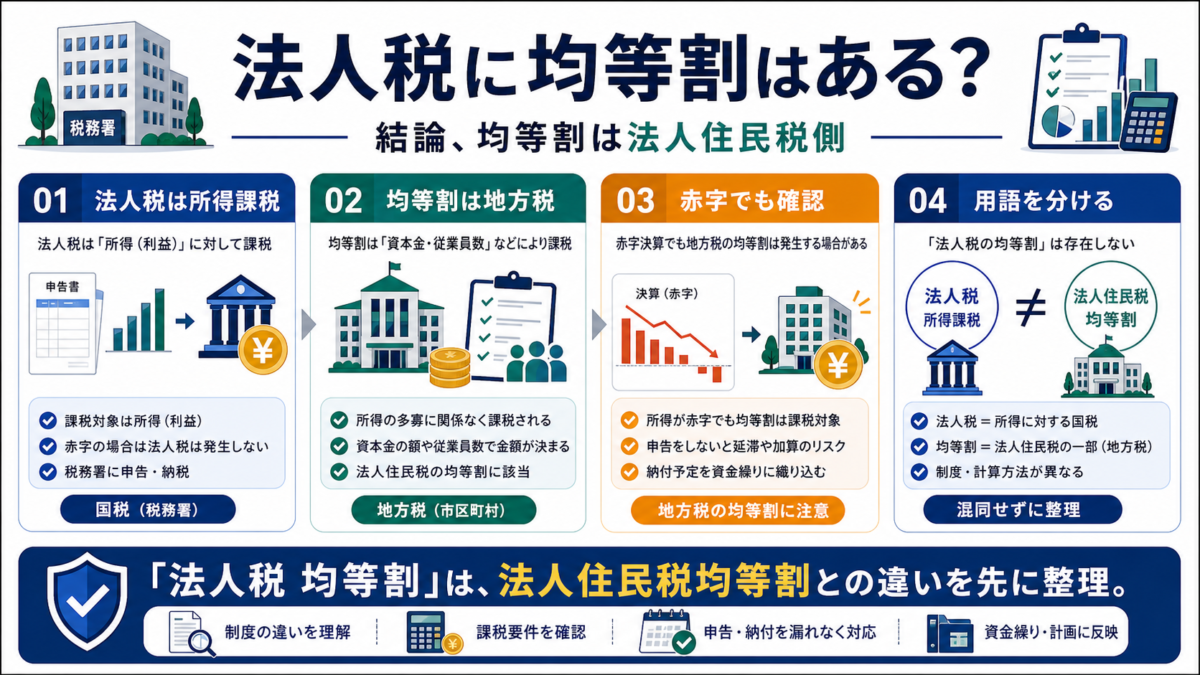 法人税 均等割の「法人税に均等割はあるのか」を整理した図解