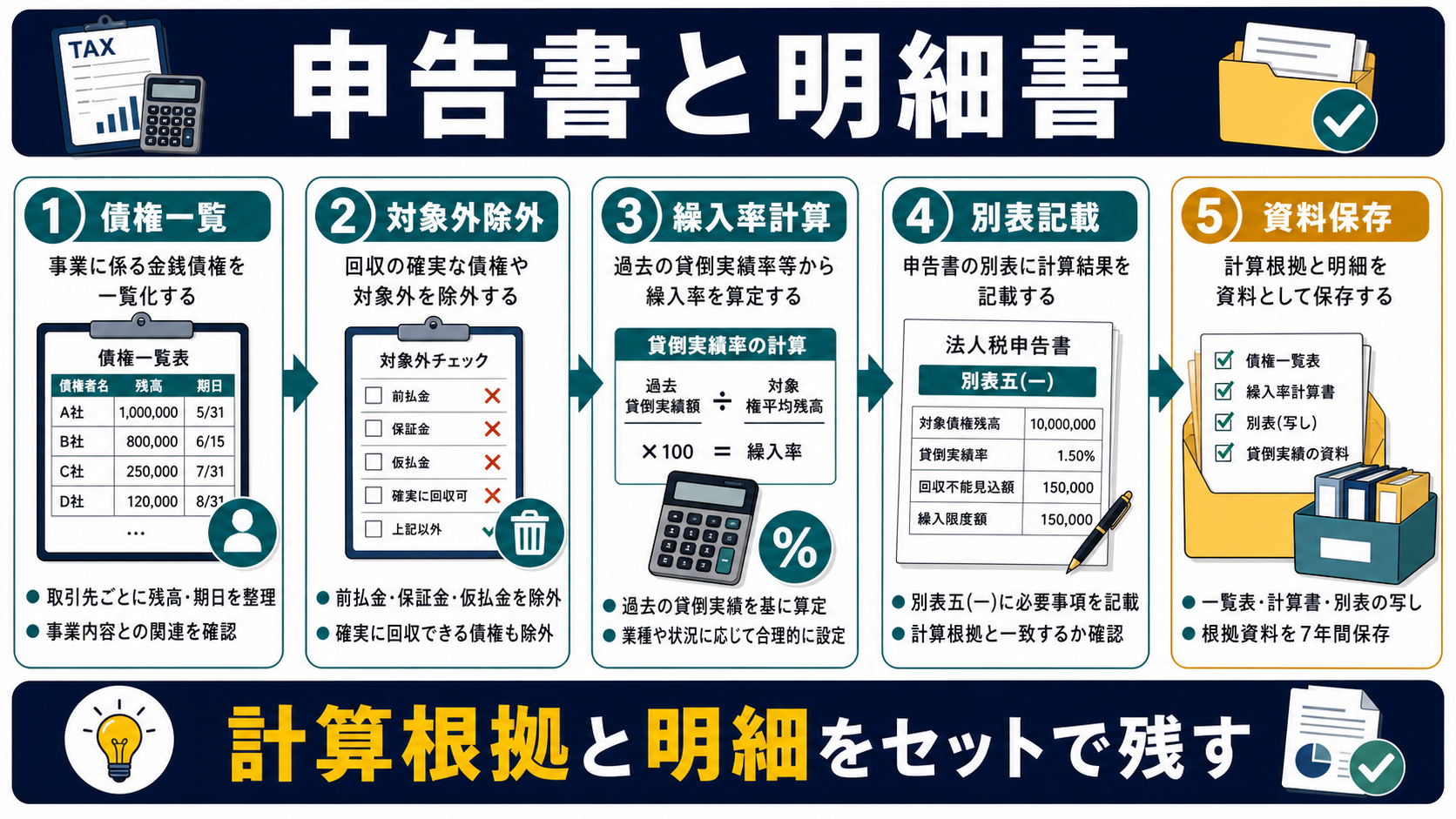 一括評価金銭債権の申告書と明細書の要点を整理した図