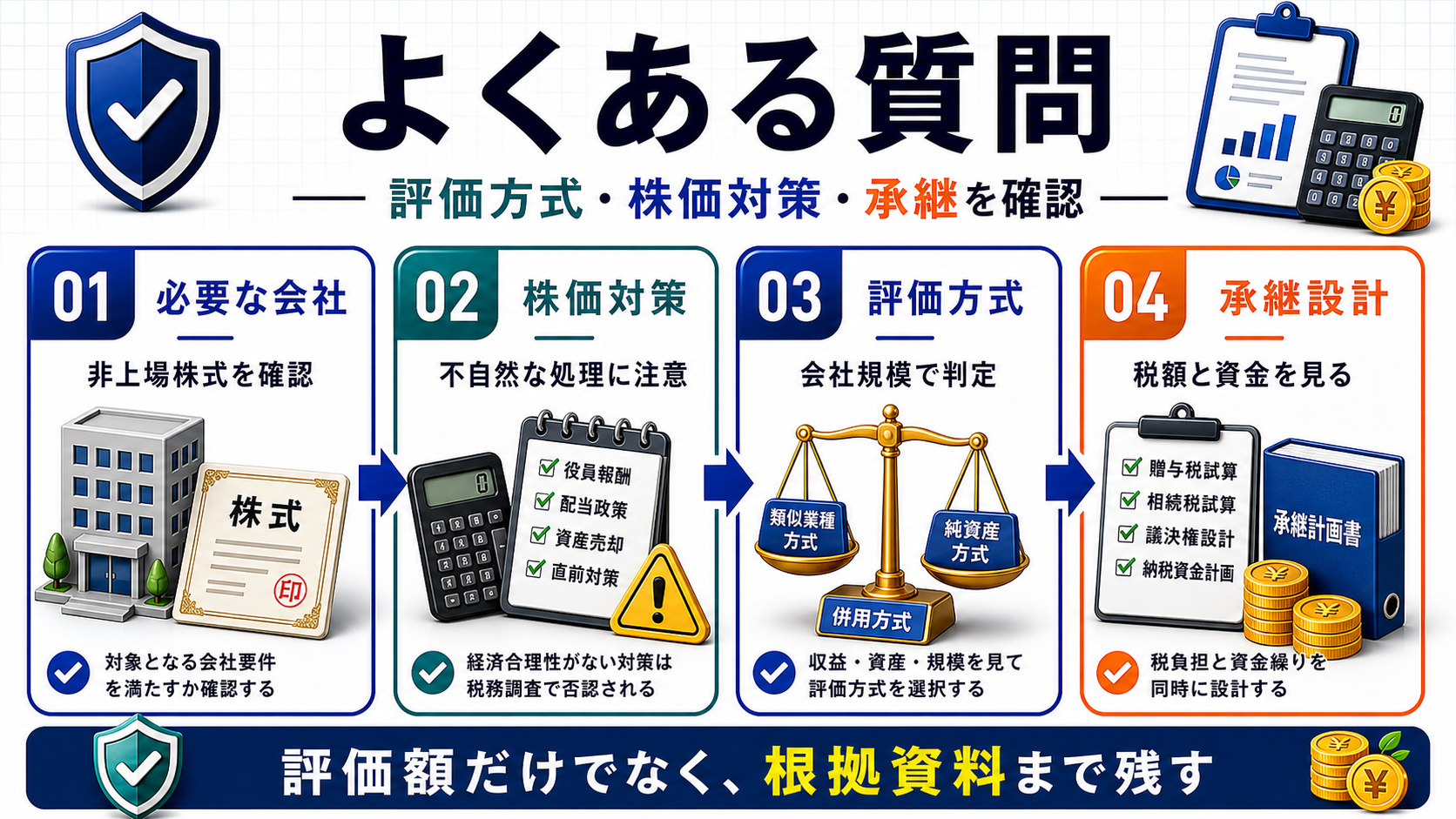 自社株評価でよくある質問の要点を整理した図