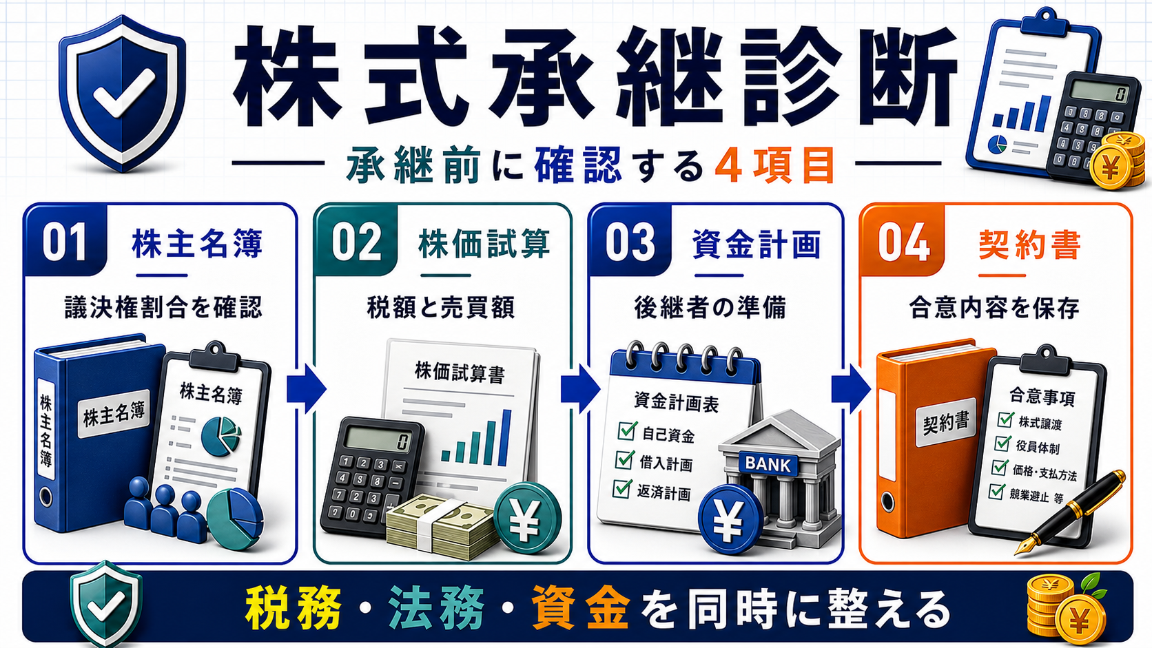株式承継の進め方診断の要点を整理した図
