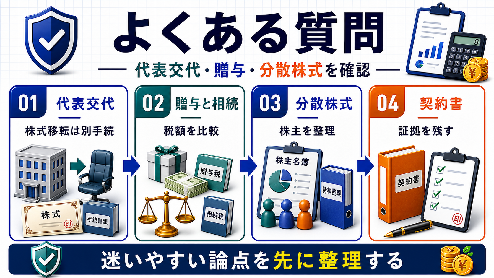 株式承継でよくある質問の要点を整理した図