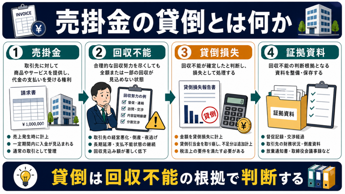 売掛金 貸倒の「売掛金の貸倒とは何か」を整理した図解