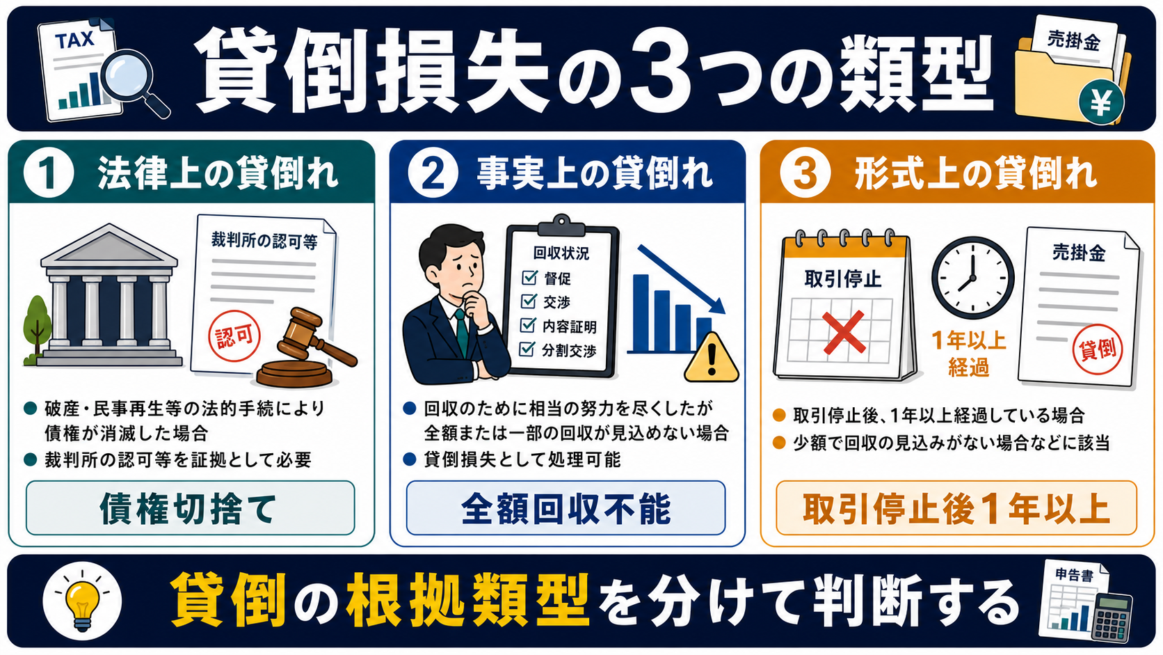 帳簿があっても雑所得になる「3つの例外」の要点を整理した図