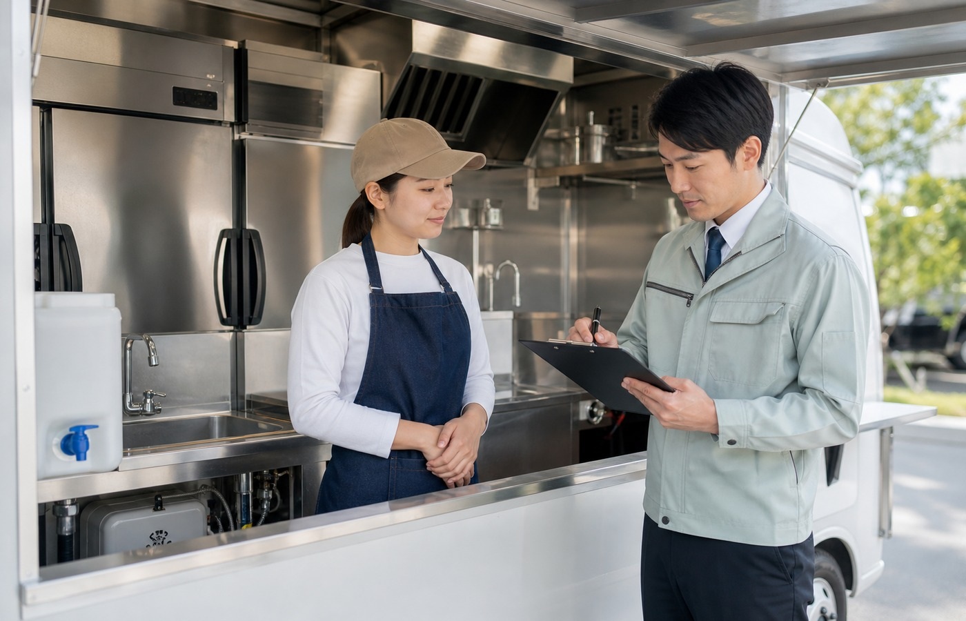 キッチンカー設備を確認するイメージ