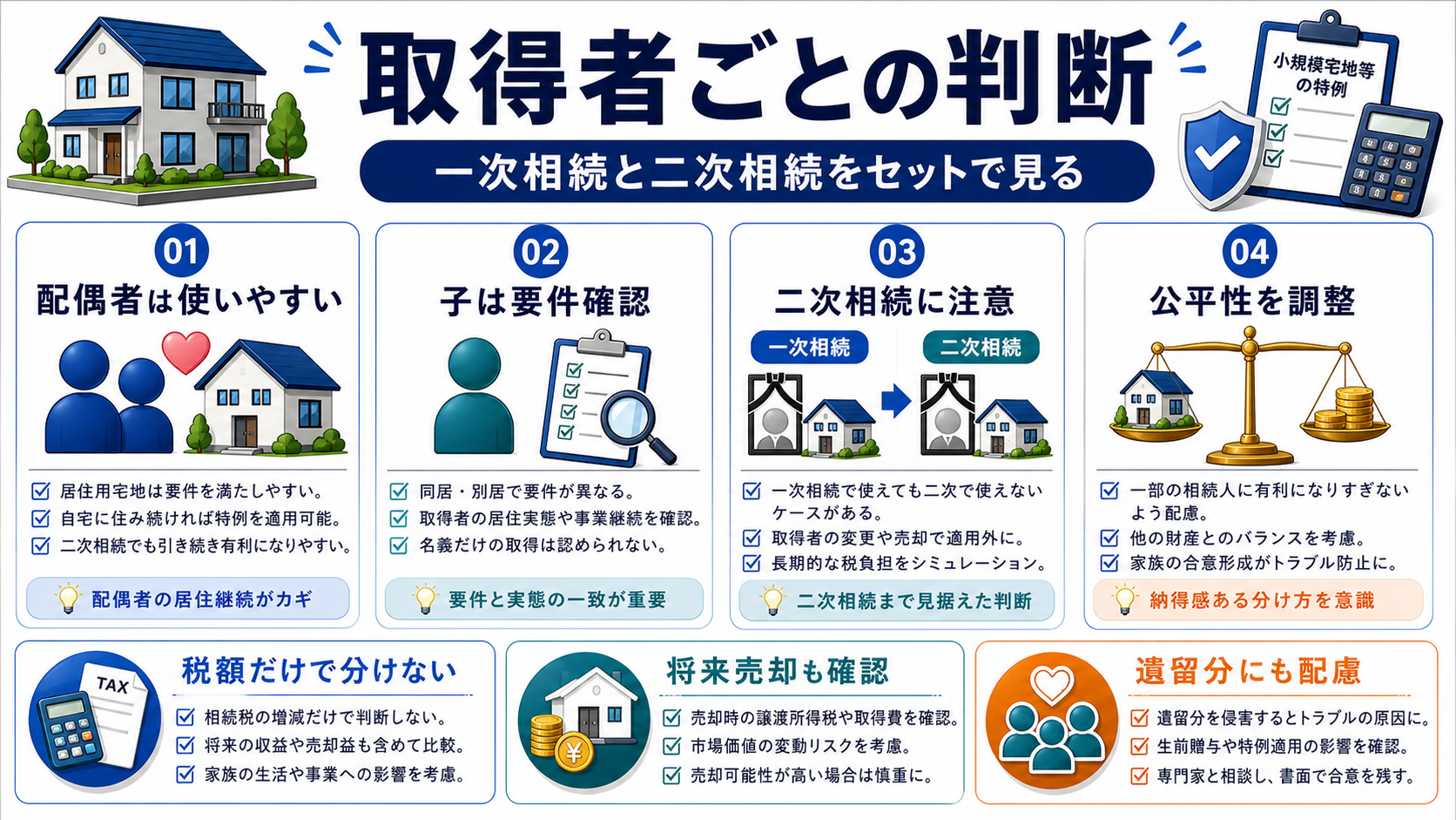 配偶者取得と子ども取得の違い:一次相続だけで判断しないの要点を整理した図
