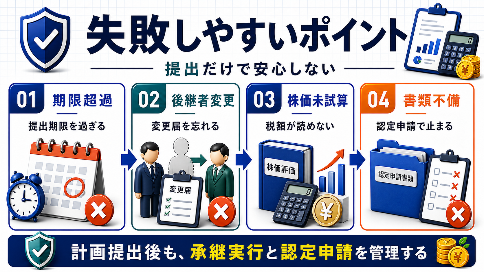 特例承継計画のデメリットと注意点の要点を整理した図