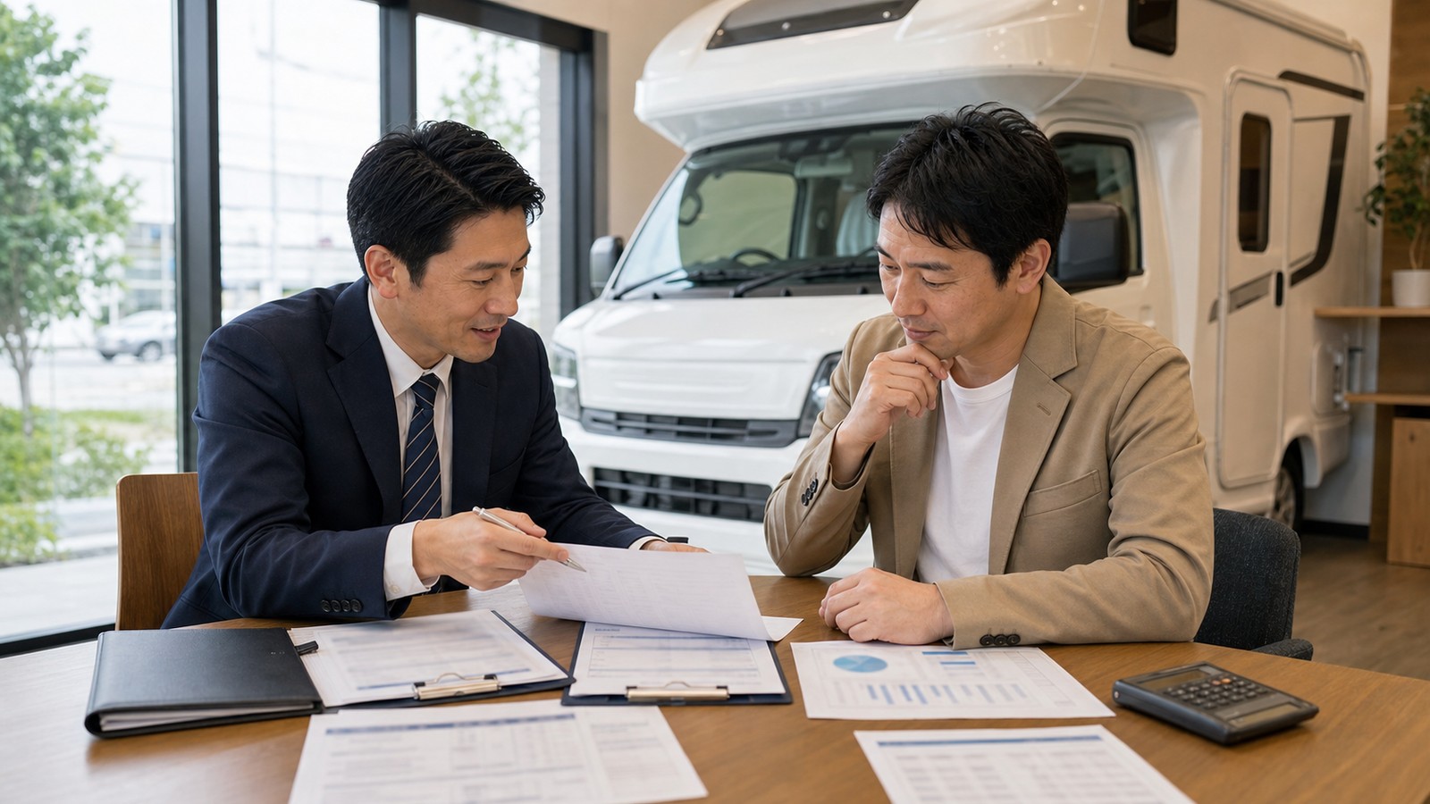 キャンピングカー 節税の契約資料確認イメージ