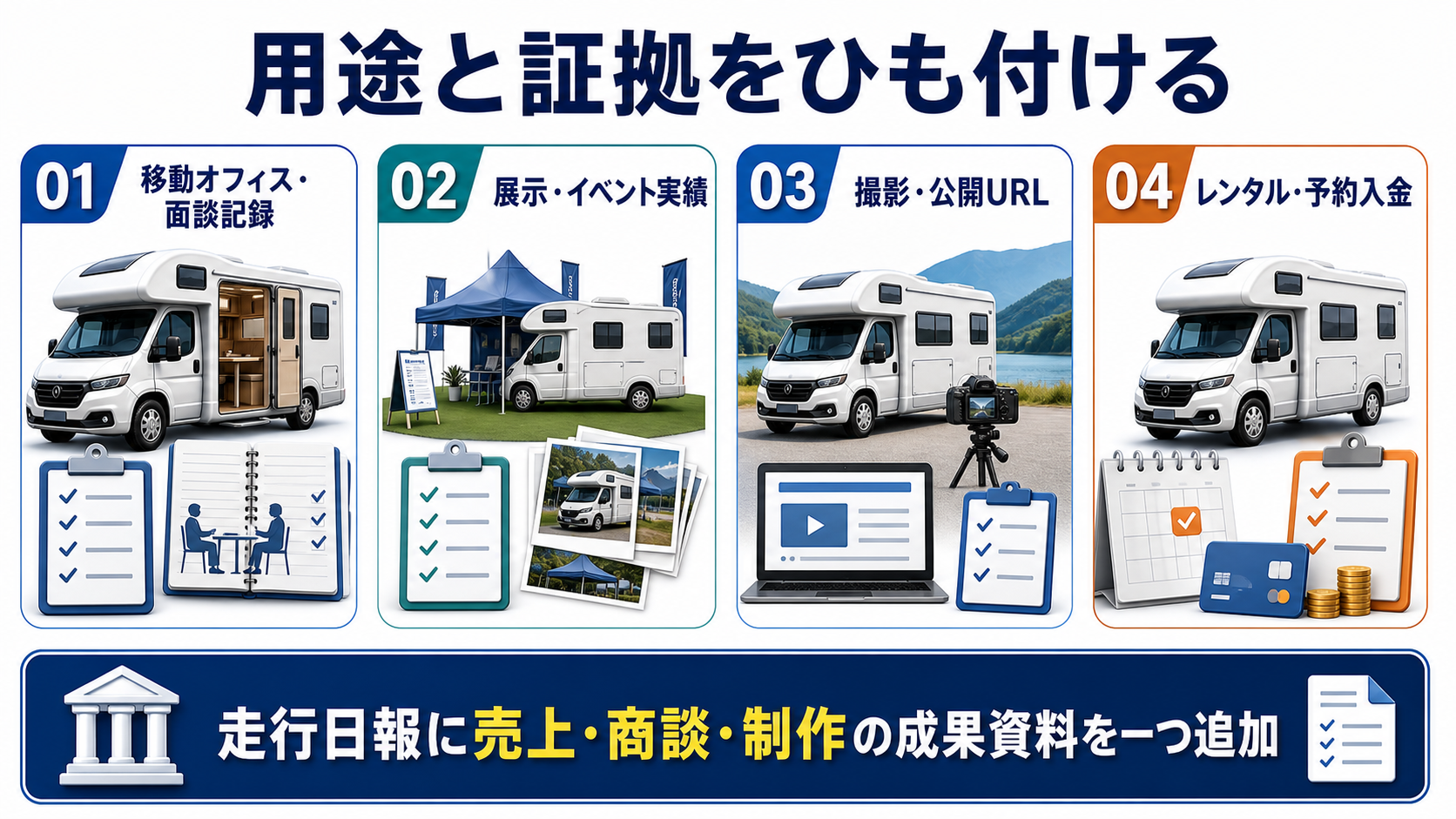 業務利用として説明しやすい用途と必要な記録の要点を整理した図