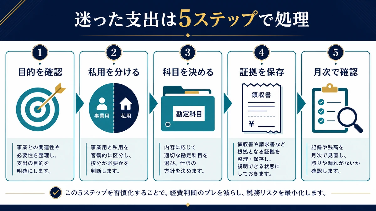 決算直前節税で税務調査に否認されないための5原則の要点を整理した図