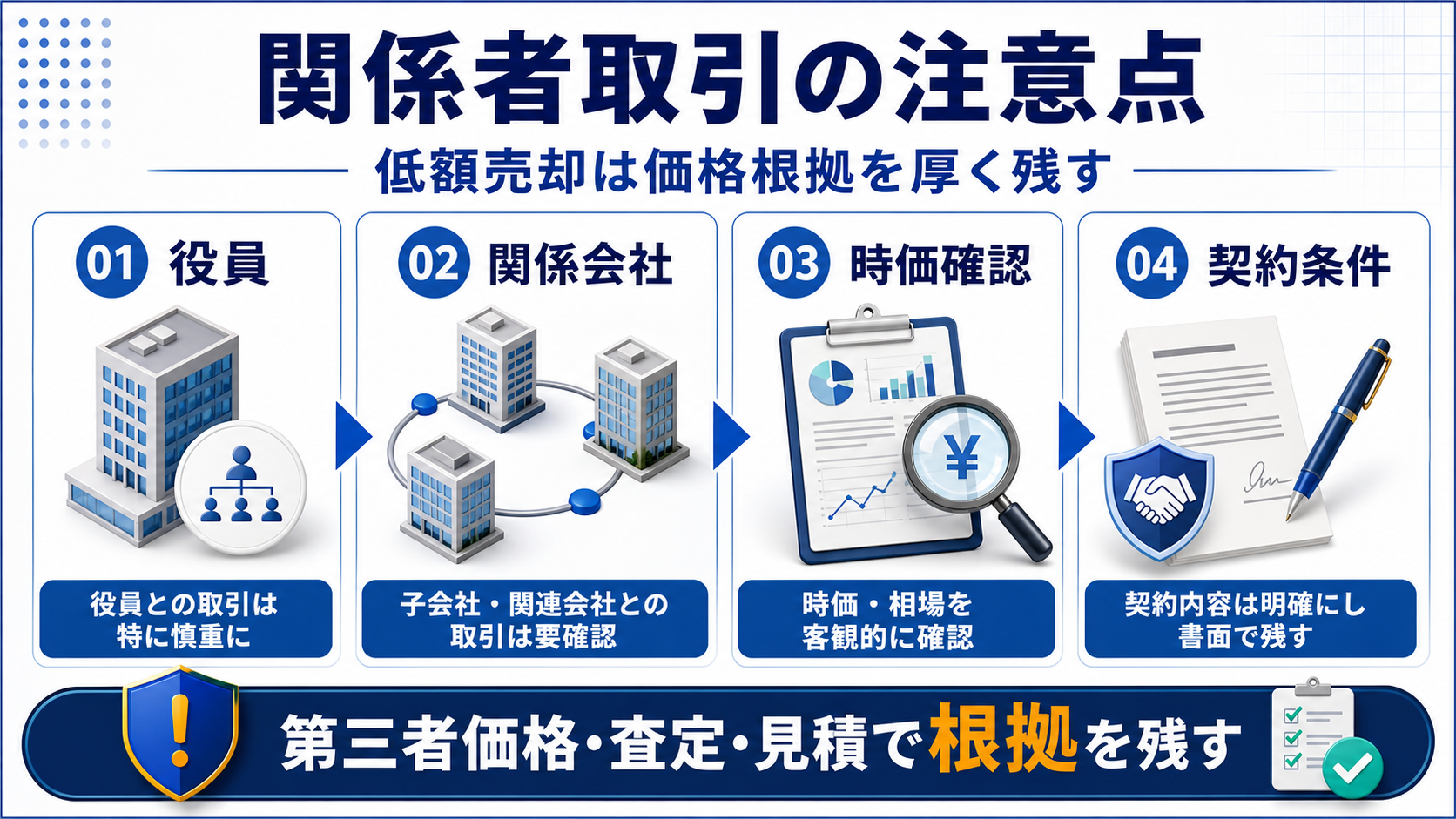 固定資産売却損の「関係会社・役員取引の注意点」を整理した図解