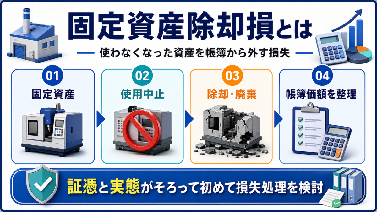 固定資産除却損の「固定資産除却損とは何か」を整理した図解