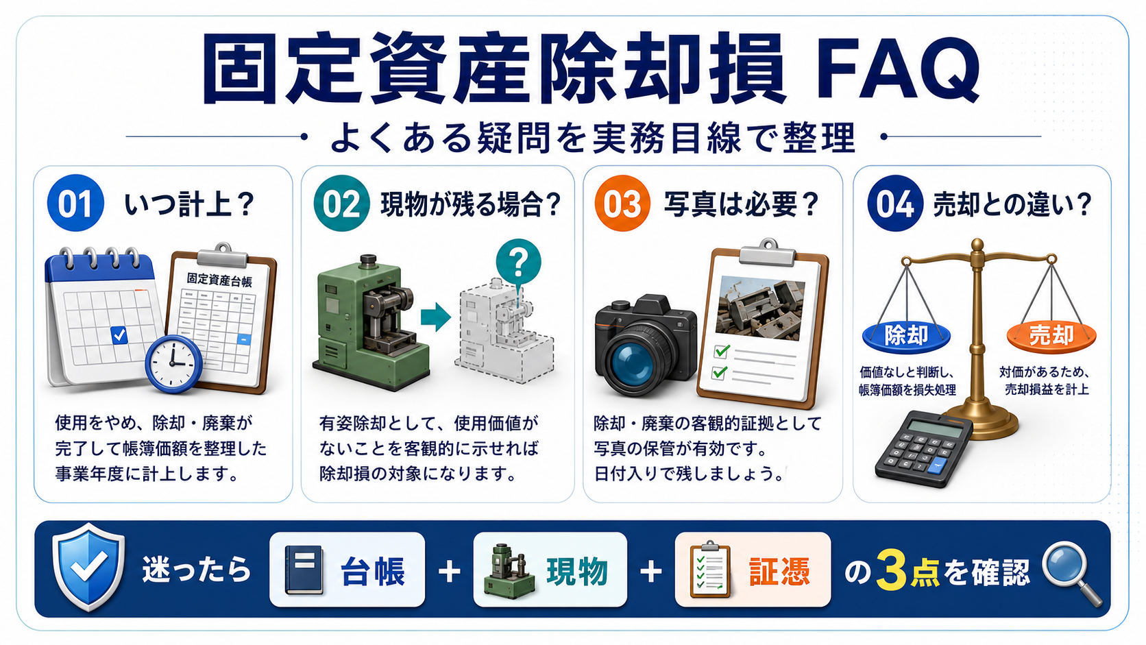 固定資産除却損に関するFAQの要点を整理した図