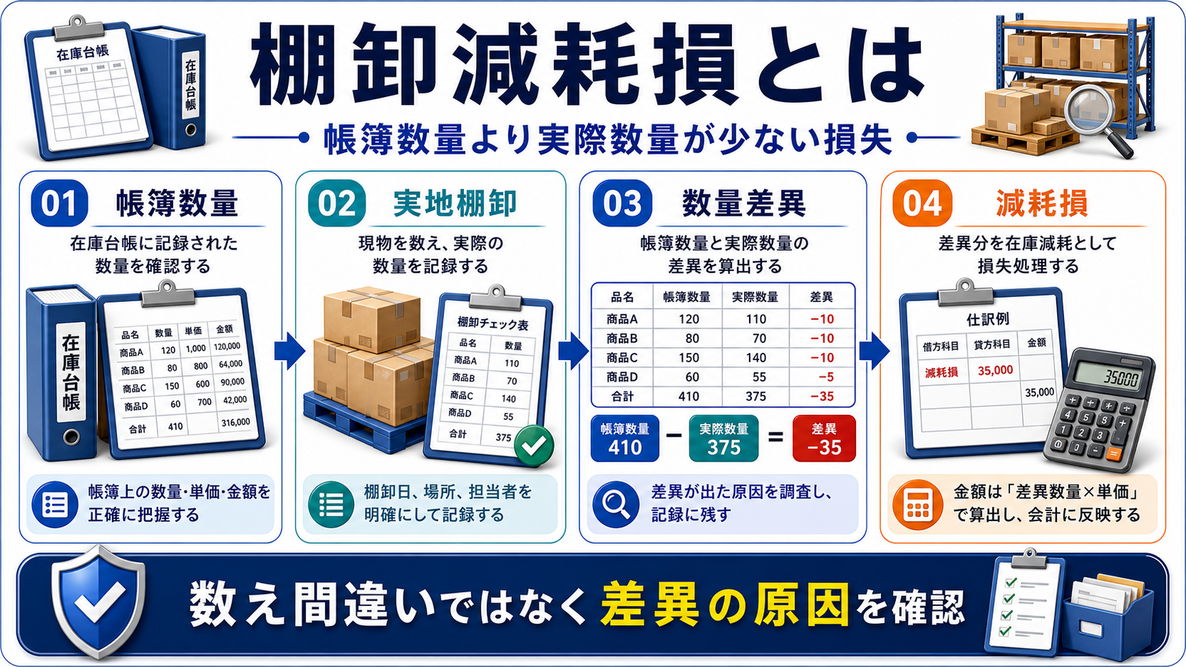 棚卸減耗損の「棚卸減耗損とは何か」を整理した図解