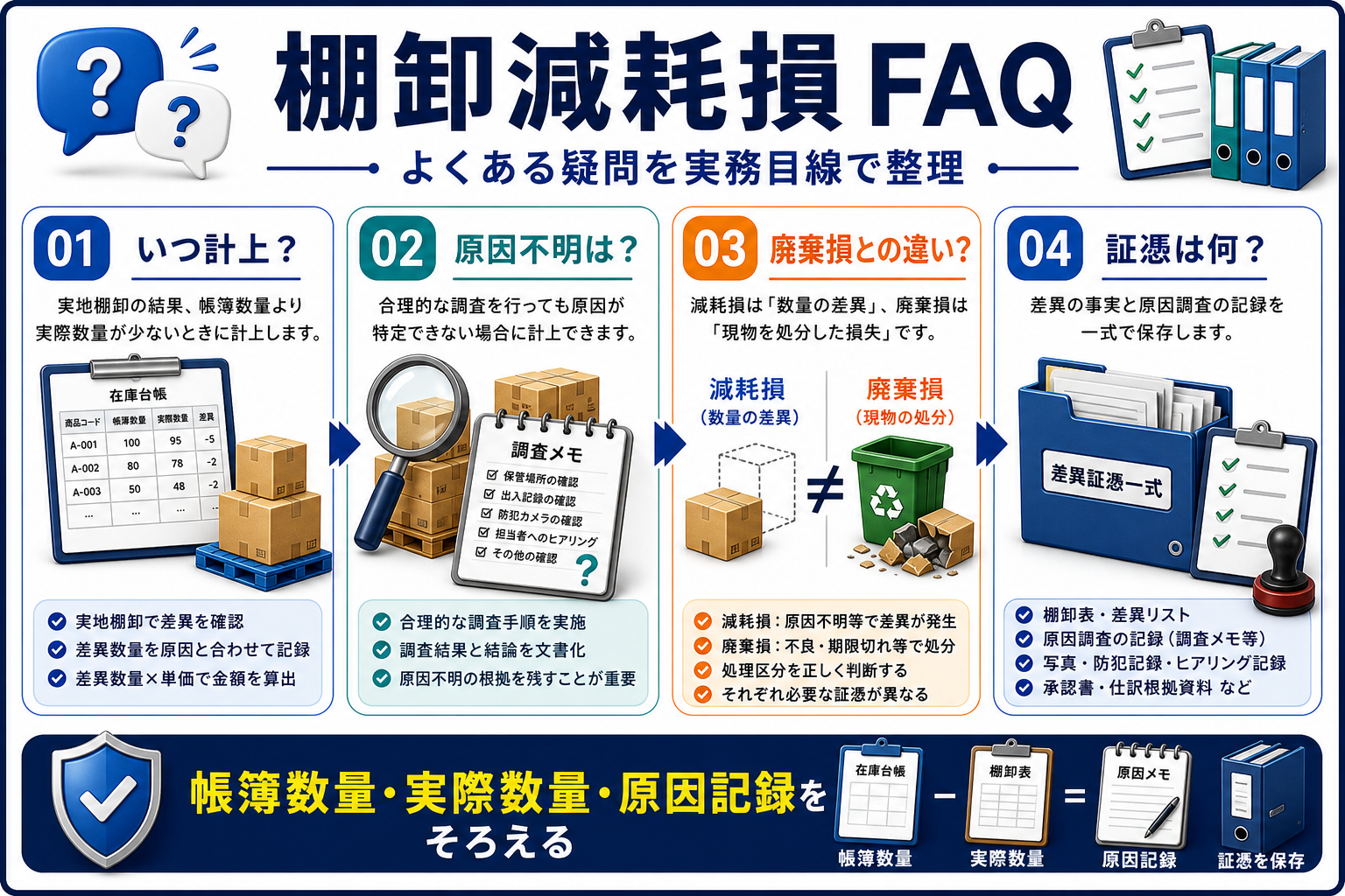 棚卸減耗損に関するFAQの要点を整理した図