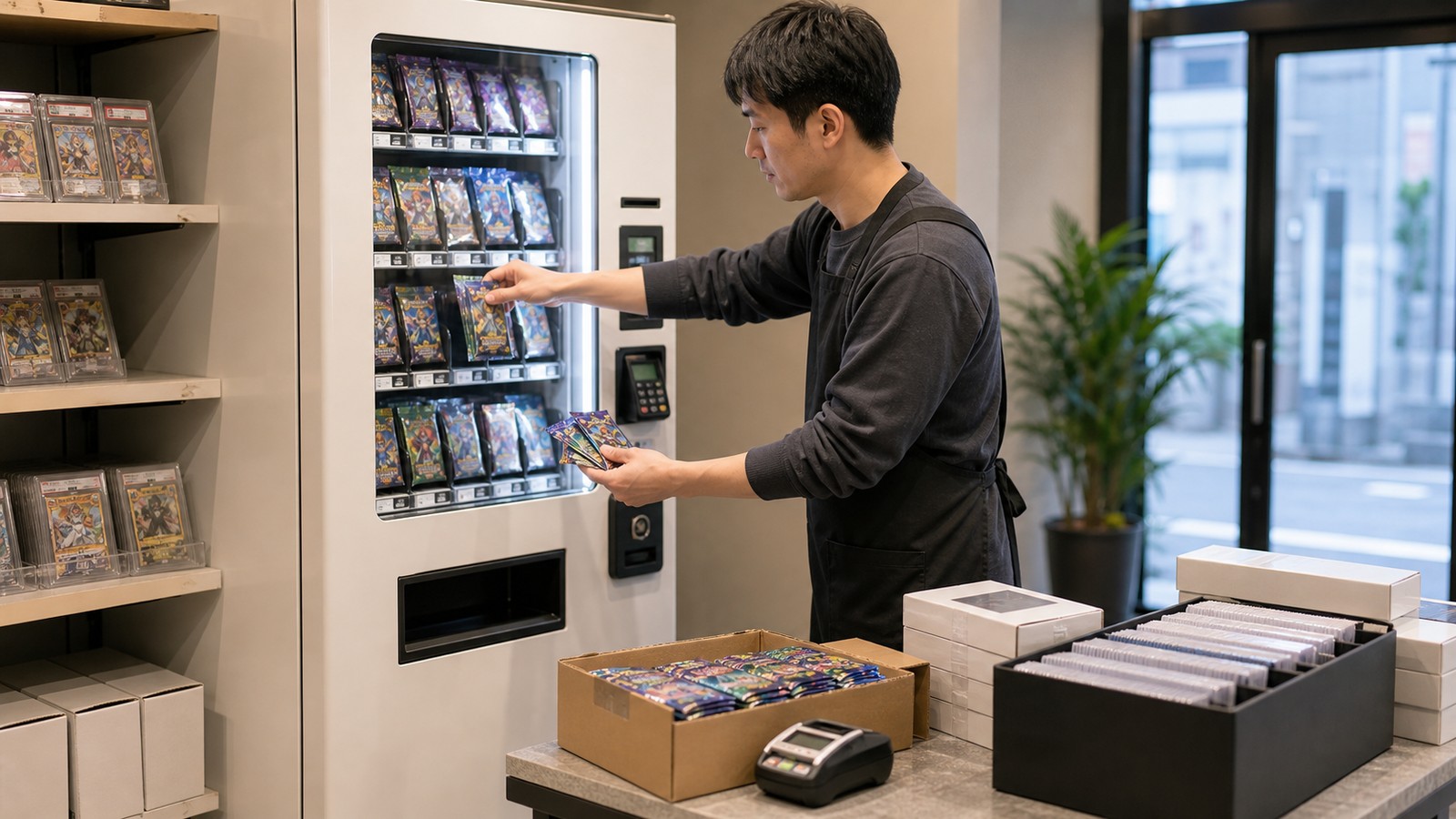 トレカ自動販売機節税の資料確認イメージ