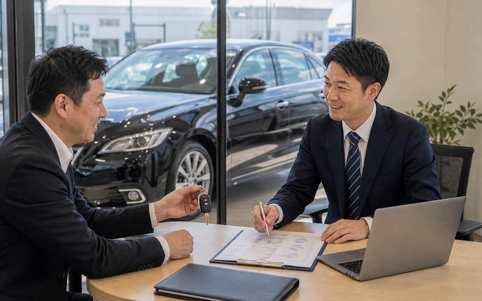 中古車の車両の納車と事業供用