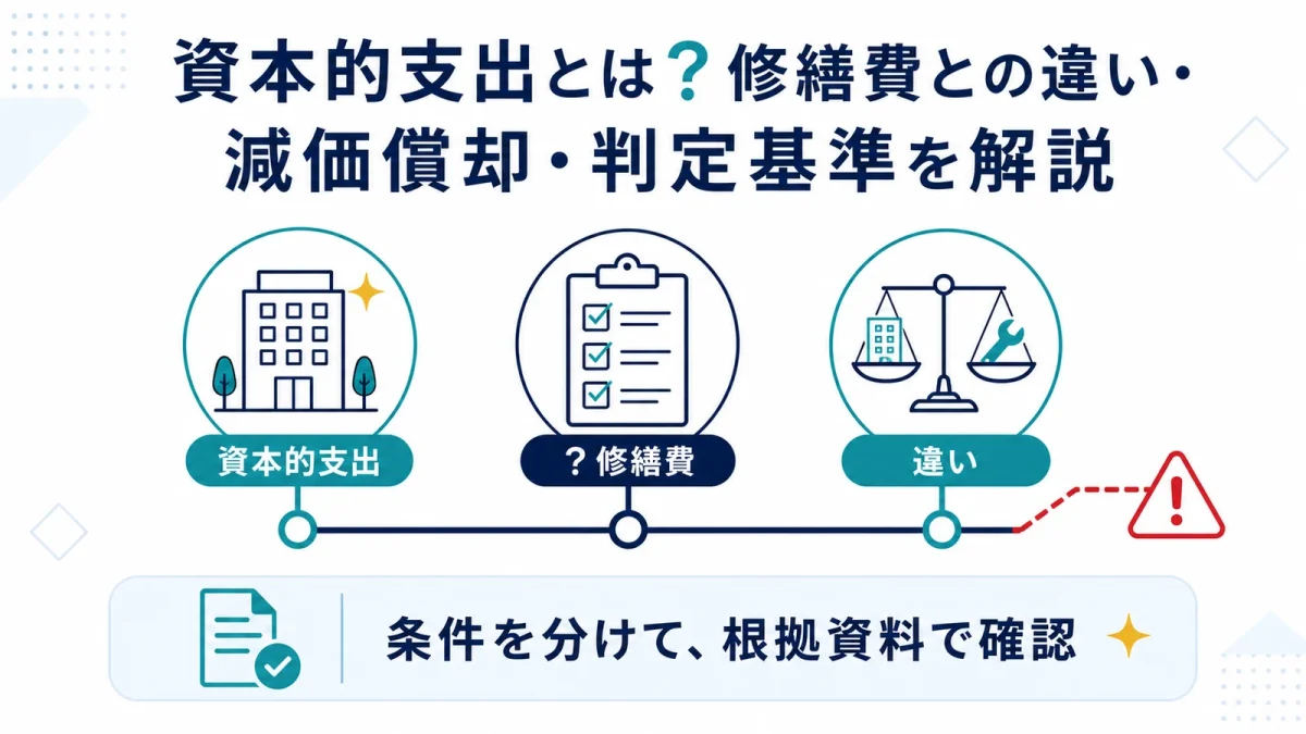 資本的支出とは？修繕費との違い・減価償却・判定基準を解説