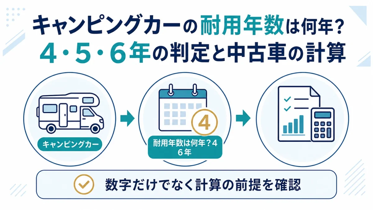 キャンピングカーの耐用年数は何年？4・5・6年の判定と中古車の計算