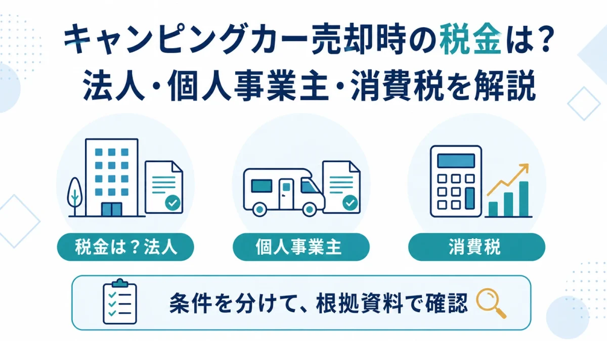 キャンピングカー売却時の税金は？法人・個人事業主・消費税を解説