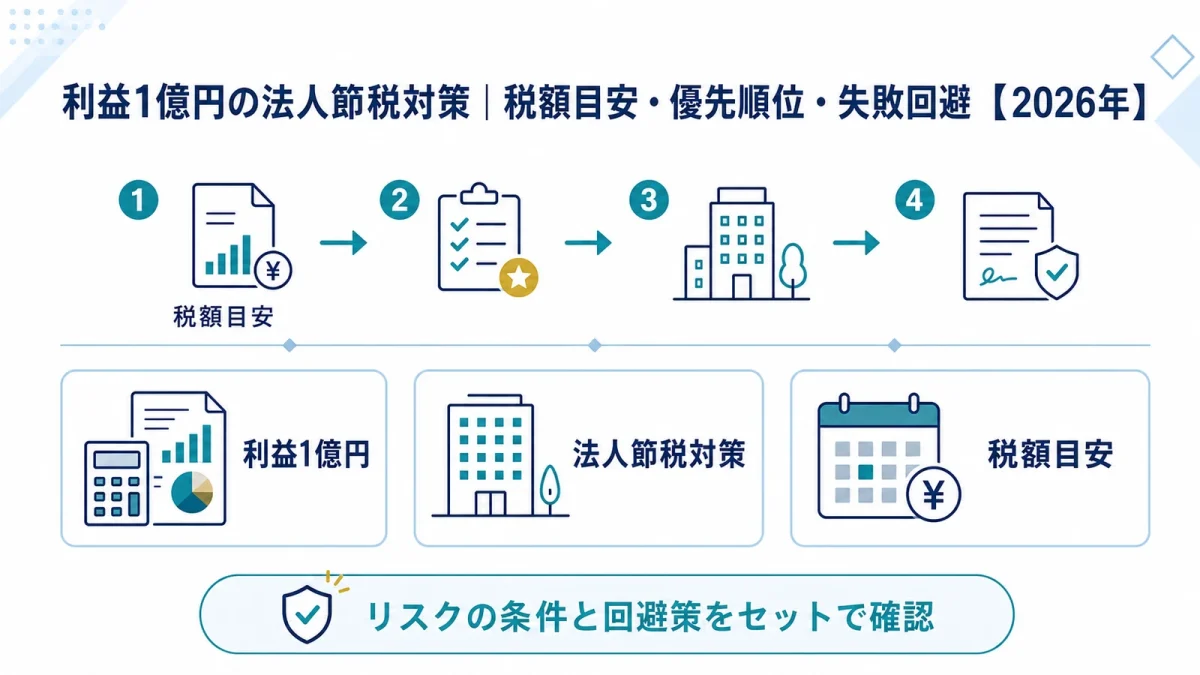 利益1億円の法人節税対策｜税額目安・優先順位・失敗回避【2026年】