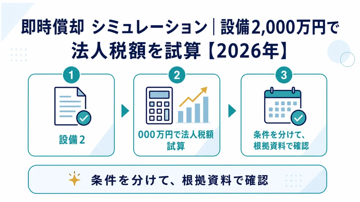 即時償却 シミュレーション｜設備2,000万円で法人税額を試算【2026年】