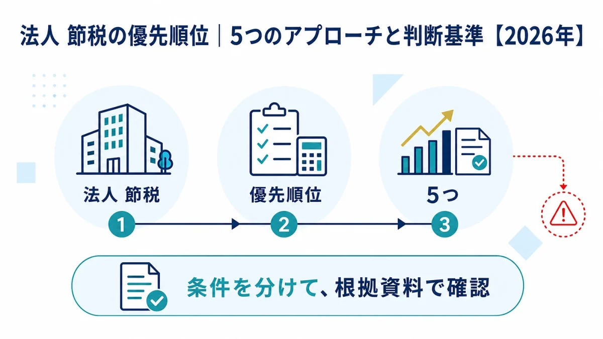 法人 節税の優先順位｜5つのアプローチと判断基準【2026年】