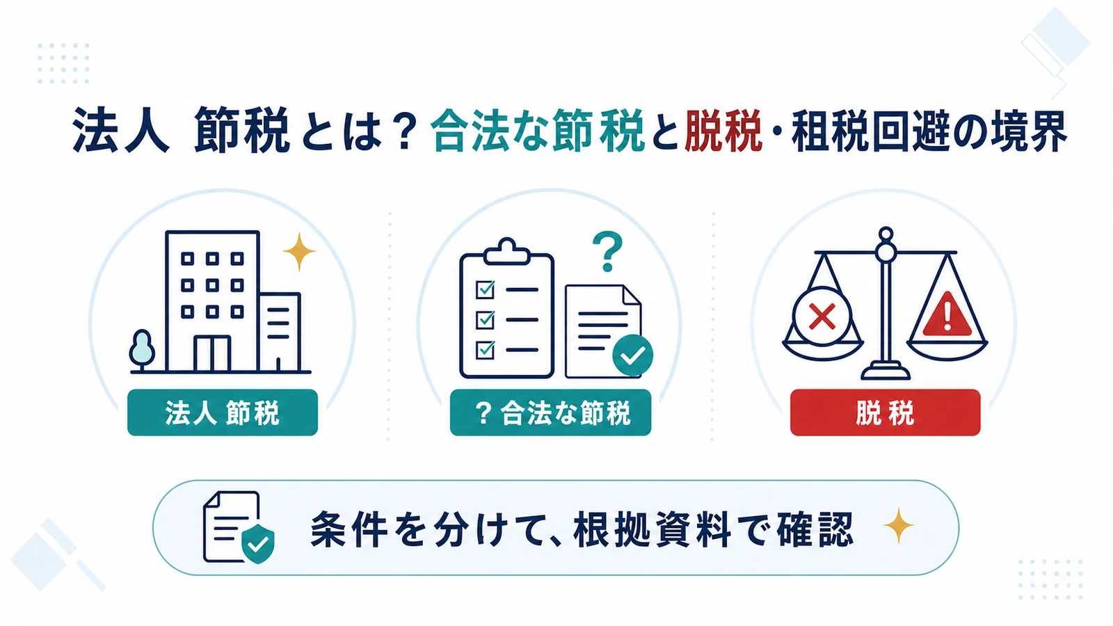 法人 節税とは？合法な節税と脱税・租税回避の境界