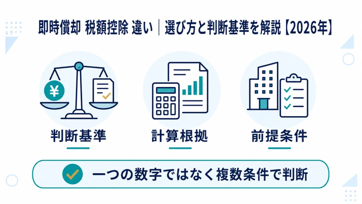 即時償却 税額控除 違い｜選び方と判断基準を解説【2026年】