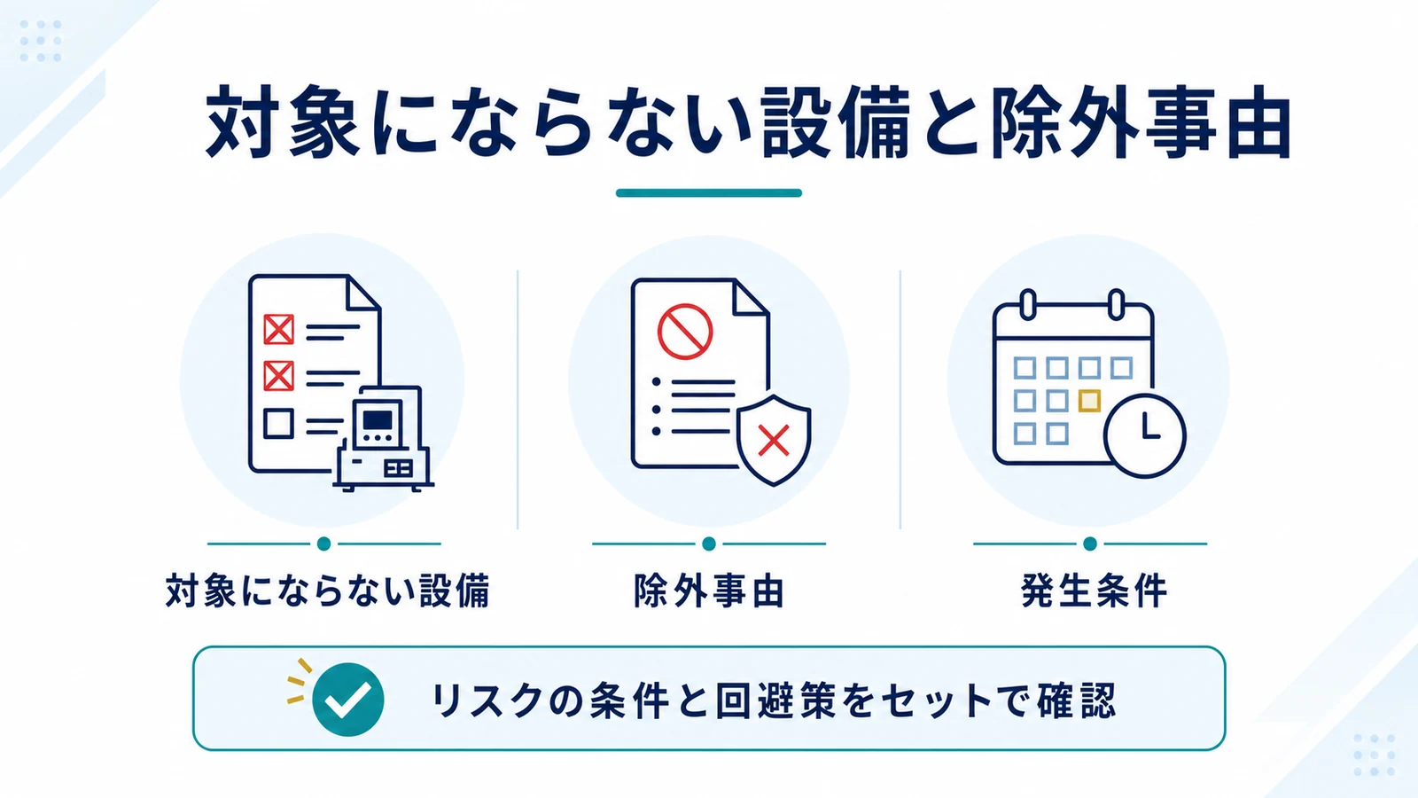 対象にならない設備と除外事由