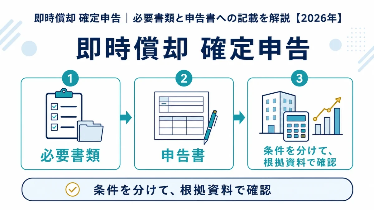 即時償却 確定申告｜必要書類と申告書への記載を解説【2026年】