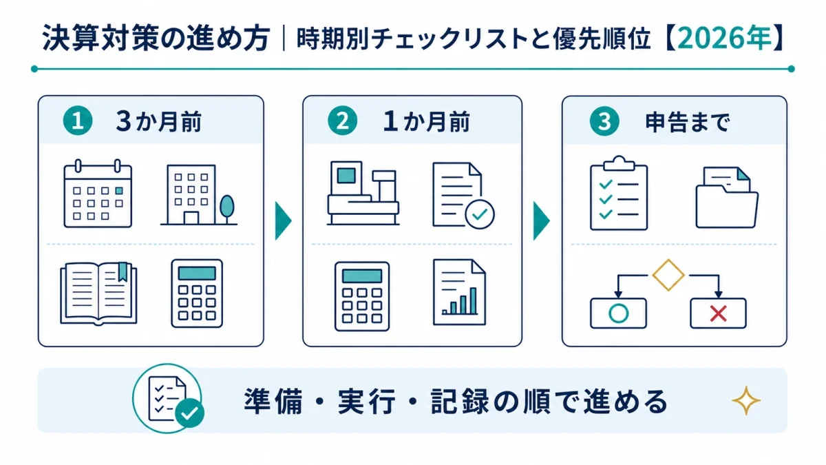 決算対策の進め方｜時期別チェックリストと優先順位【2026年】