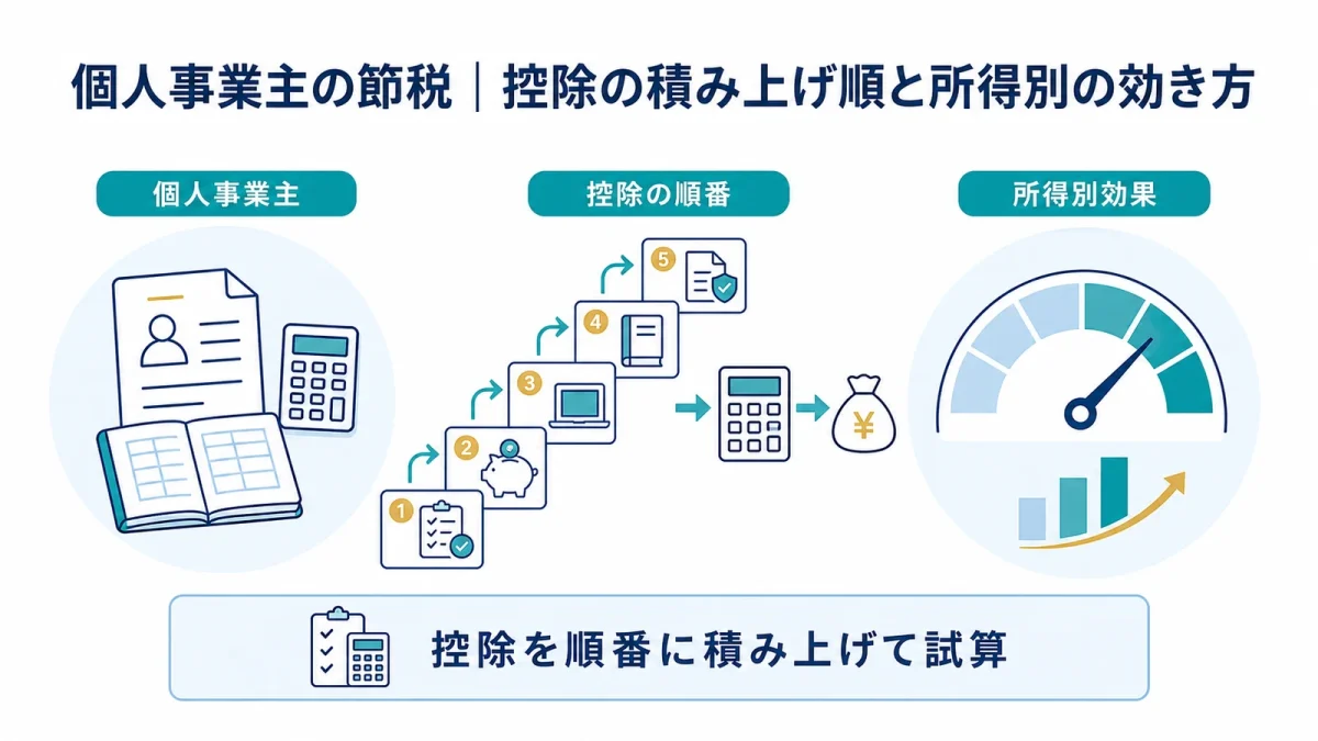 個人事業主の節税｜控除の積み上げ順と所得別の効き方