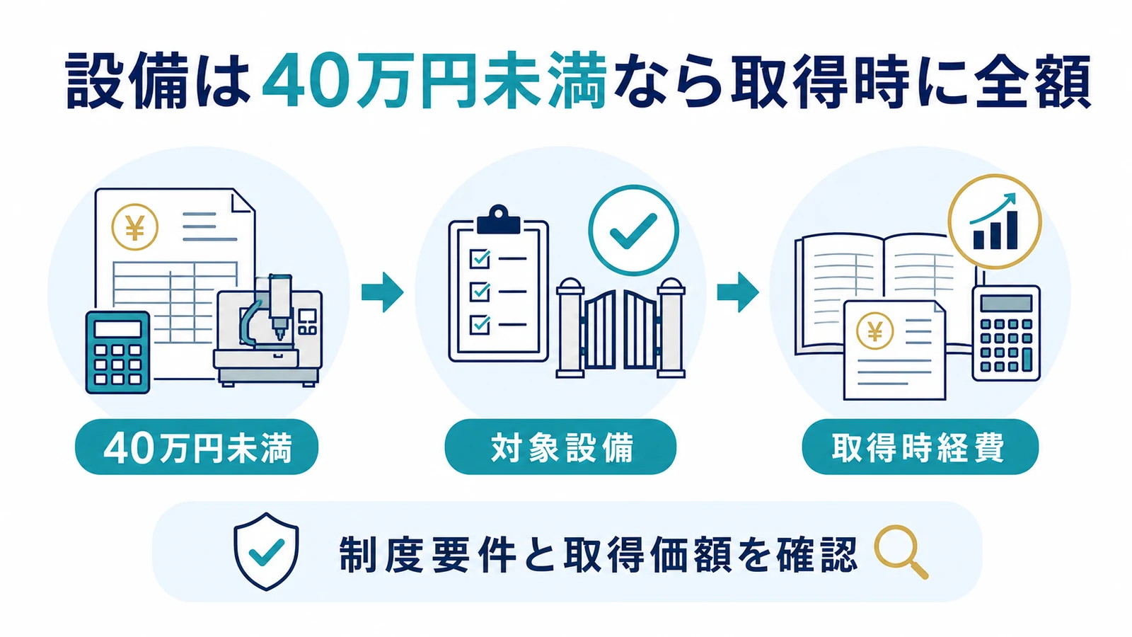 設備は40万円未満なら取得時に全額